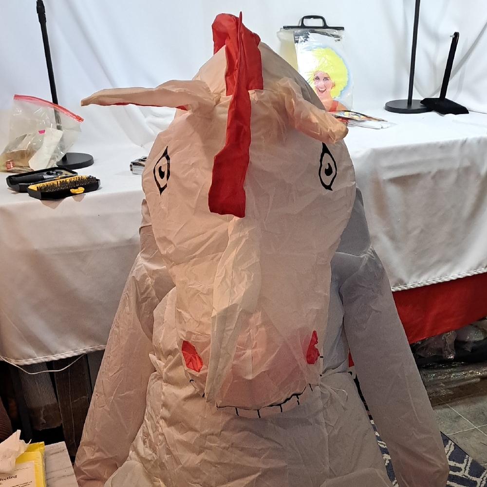 Women's Halloween Inflatable Unicorn Costume - Red and White